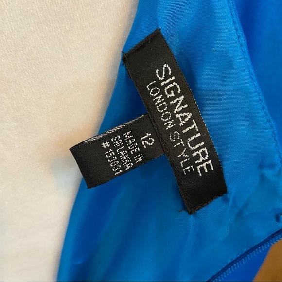 Signature London Style Sheath Dress Size 12 Aqua Blue Wedding Guest Cocktail - Picture 8 of 8